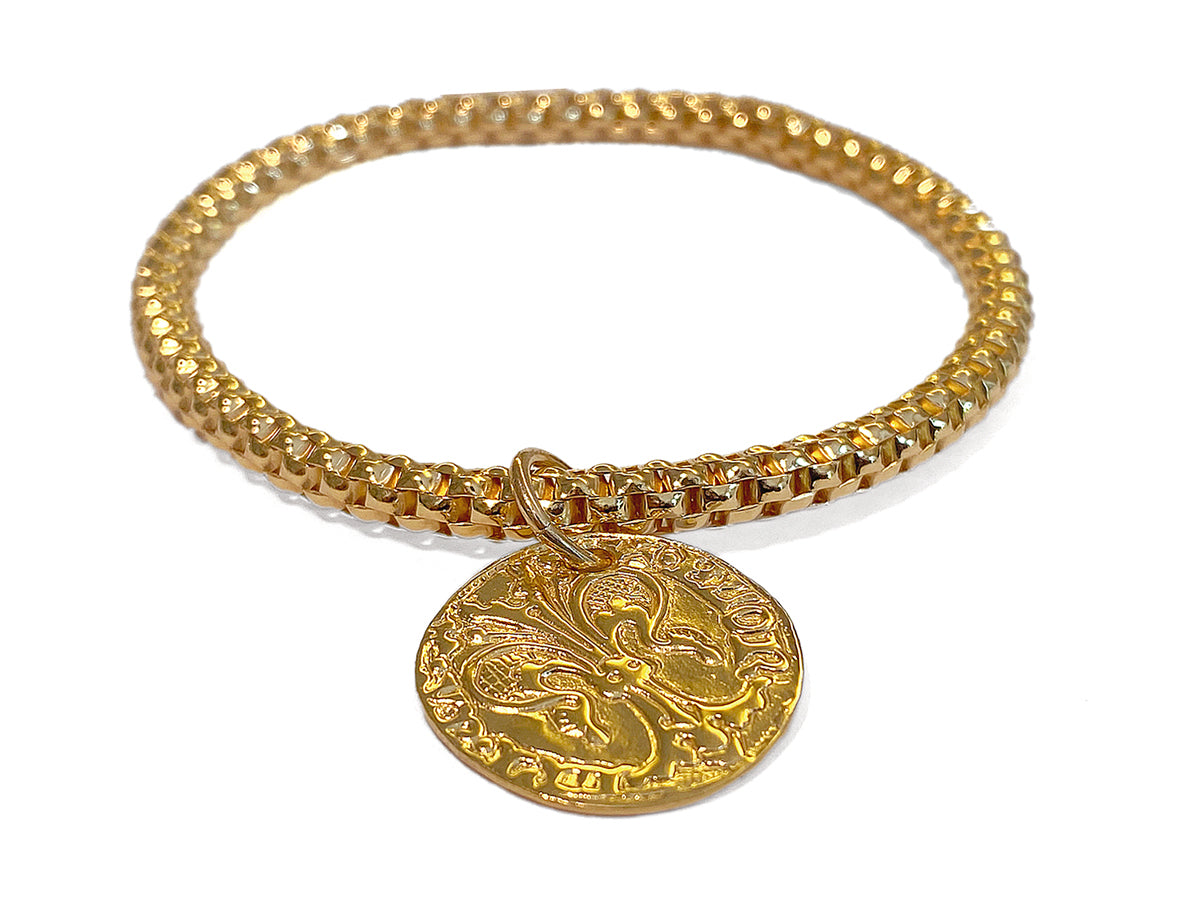 Heide Heinzendorff Armband Münze Sterling Silber Gold Plattiert Dehnbar
