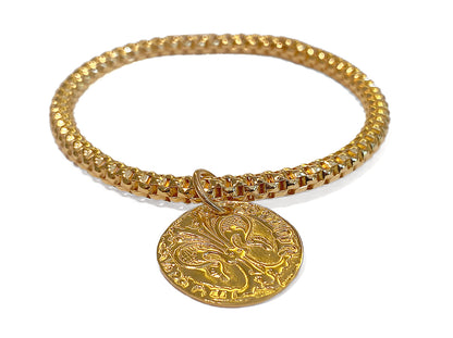 Heide Heinzendorff Armband Münze Sterling Silber Gold Plattiert Dehnbar