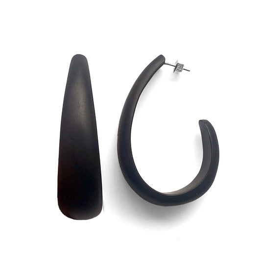 Große Holzohrringe Oval Ebony Dunkelbraun