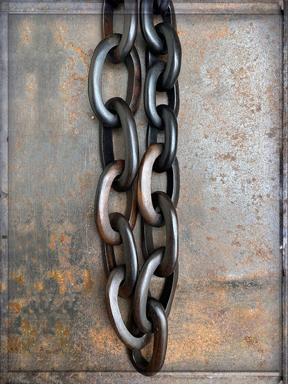 Holzkette Ebony Große Glieder 120 cm Lang Statement Unikat