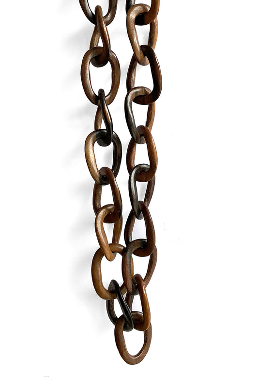 Lange Holzkette Ovale Kettenglieder Braun Statement Unikat 110 cm