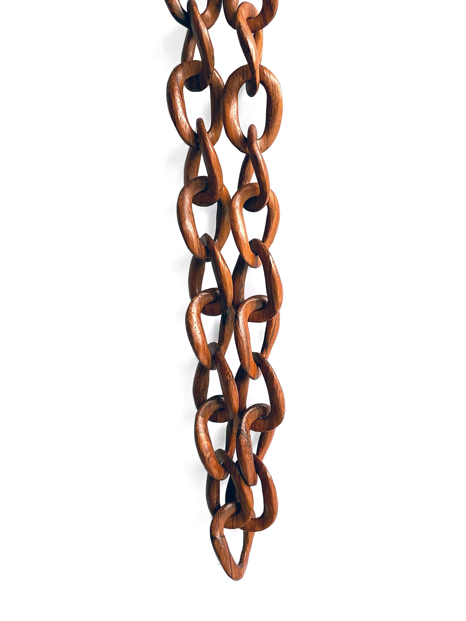 Lange Holzkette Ovale Kettenglieder Cognacfarben Statement Unikat 125 cm
