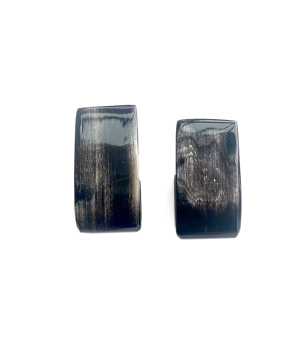 Horncreolen Breit Dunkel 30 mm Unikat Silber