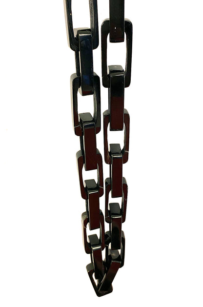 Lange Hornkette Eckige Glieder Dunkelbraun Camel Statement Unikat 95 cm