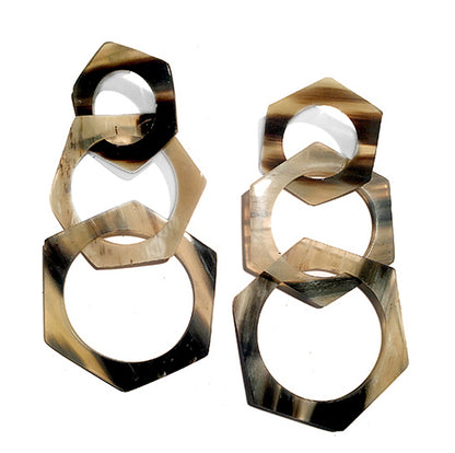 Lange Boho Hornohrringe Ring-Design Statement Unikate XL Groß