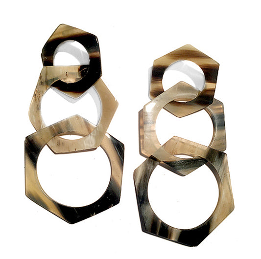 Lange Boho Hornohrringe Ring-Design Statement Unikate XL Groß