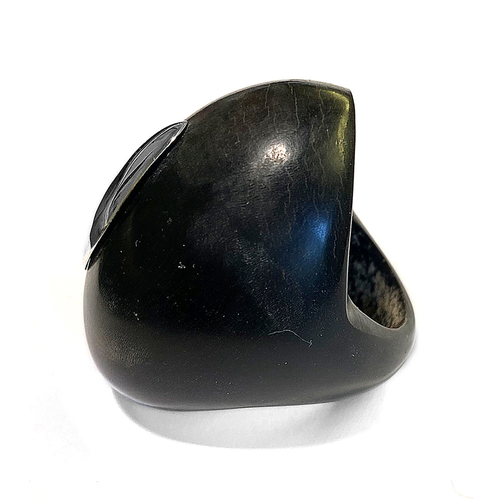 Hornring Oval Statement-Design Stering Silber Unikat Seitlich