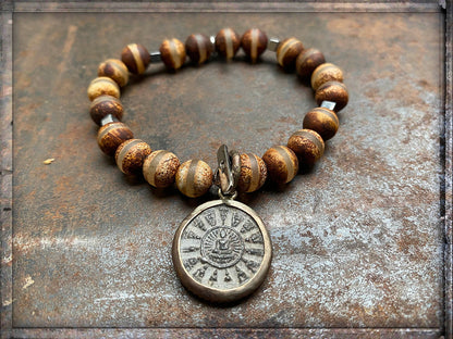 ICON Design Living Armband Buddha-Anhänger Shanti Achat Braun Dehnbar