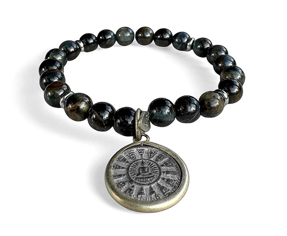 ICON Design Living Buddha-Armband Tigerauge Dehnbar Unisex