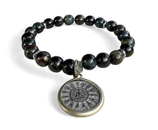 ICON Design Living Buddha-Armband Tigerauge Dehnbar Unisex