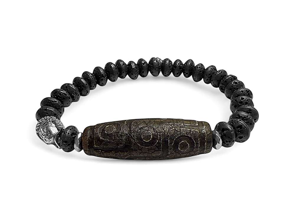 ICON Design Living Lavastein-Armband Tibet Stein Buddha Dehnbar
