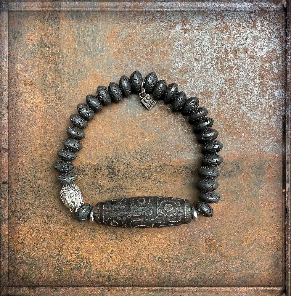 ICON Design Living Armband Buddha Lavastein Tibet Stein Nepal Dehnbar