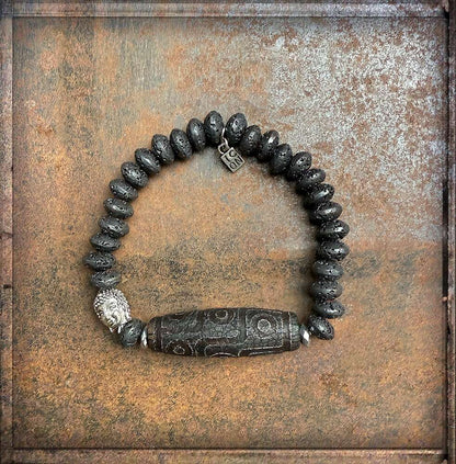 ICON Design Living Armband Buddha Lavastein Tibet Stein Nepal Dehnbar