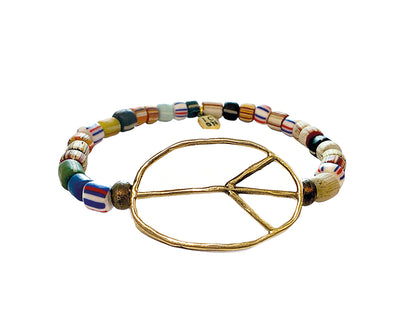 ICON Design Living Peace-Armband Eve Peace Glassteine Blau Mix Multicolor Vergoldet