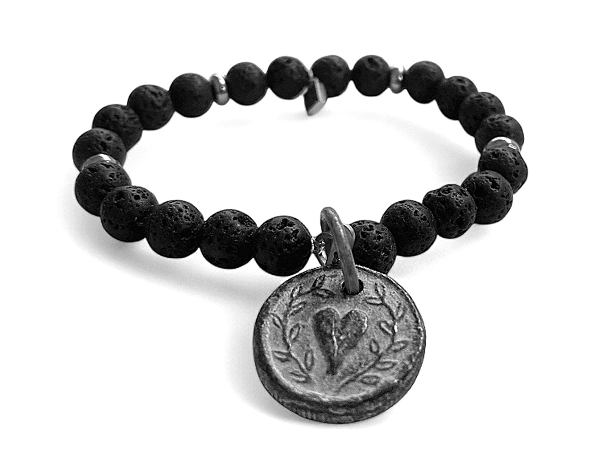 ICON Armband Herz-Amulett Lava Schwarz Dehnbar