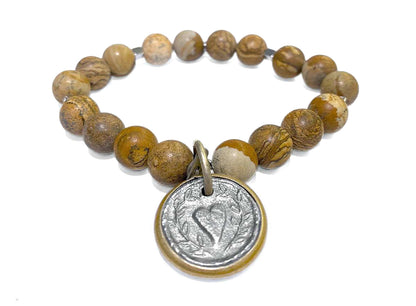 ICON Design Living Armband Herz-Amulett Picture Jaspis Dehnbar