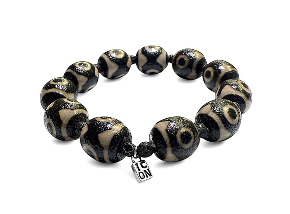 ICON Design Living Armband Tibet Tibetische Steinperlen Dehnbar