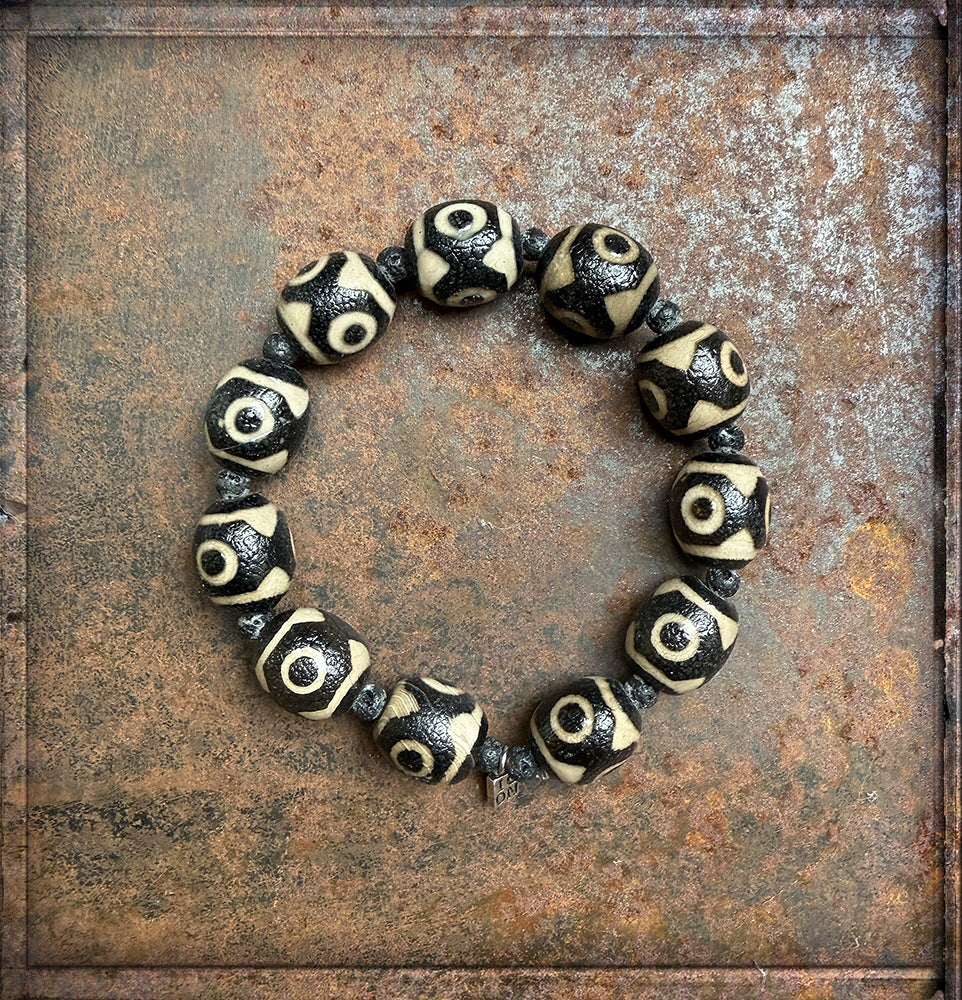 ICON Design Living Armband Tibet Steinperlen Dehnbar