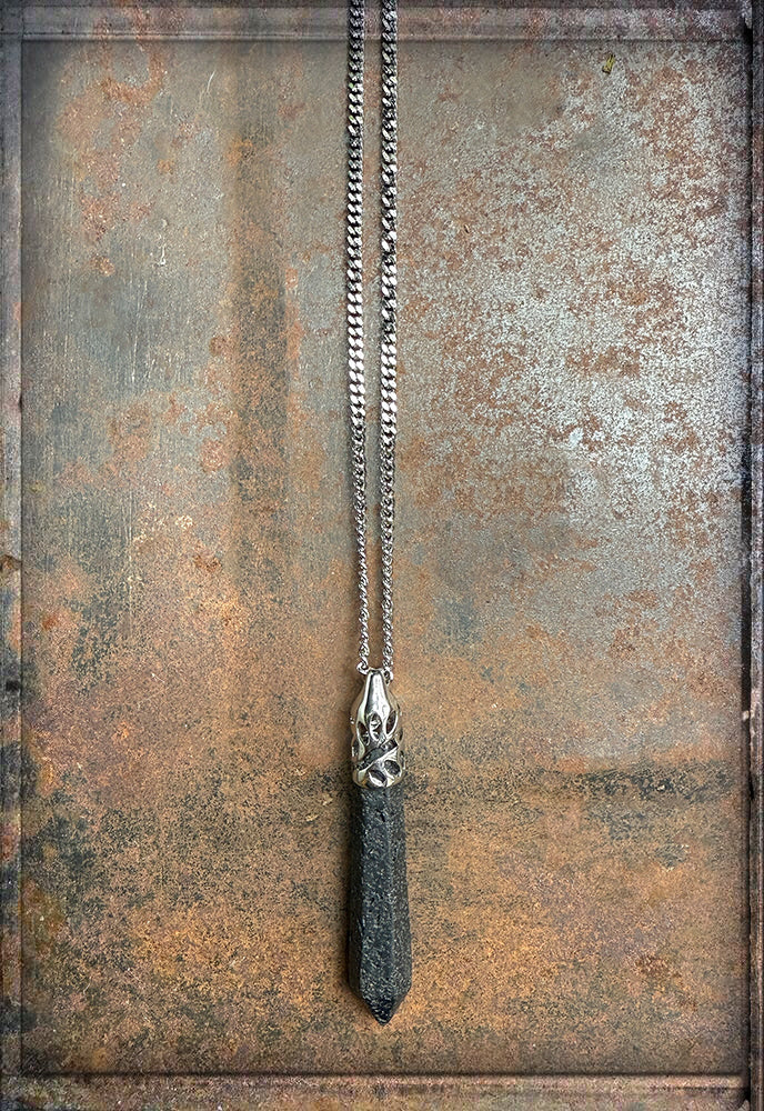 ICON Design Living Panzerkette 90 cm Lang Silber Plattiert Lava-Anhänger
