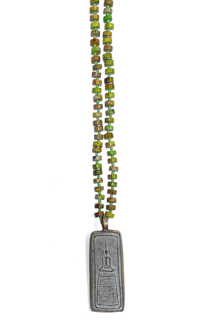 ICON Design Living Buddhakette Amulett Länglich Jaspis-Scheiben Grün 70 cm Lang