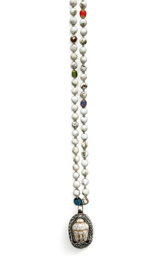 ICON Design Living Buddhakette Goa Howlith Weiß 6 mm Geknotet