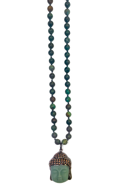 ICON Design Living Buddhakette Jade Matt Afrikanischer Türkis 6 mm 70 cm Lang Unisex
