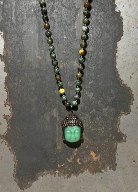 ICON Design Living Buddhakette Jade Afrikanischer Türkis 6 mm 70 cm Lang