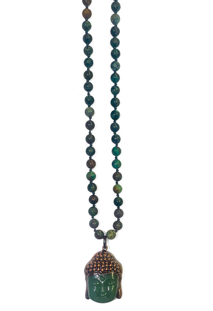 ICON Design Living Buddhakette Jade Afrikanischer Türkis 6 mm 70 cm Lang Unisex