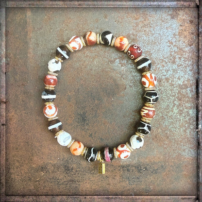 ICON Design Living Armband Indi Tibetian Steine Bunt Dehnbar