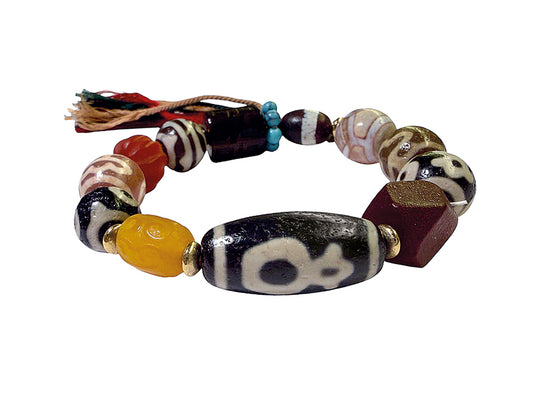 ICON Design Living Armband Java Tassel Tibetian Stone Mix