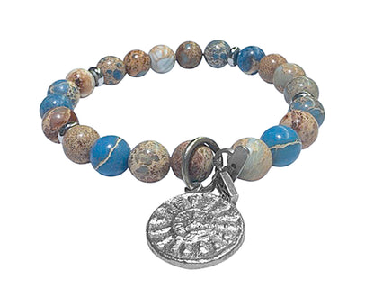 Icon Design Living Armband Shanti Buddha Amulett Natursteine Blau-Mix