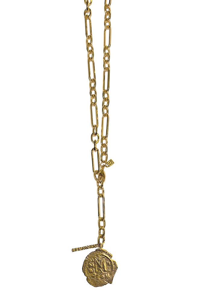 ICON Design Living Gliederkette Zoe Coin Münze Quaste Mix Vergoldet 70 cm