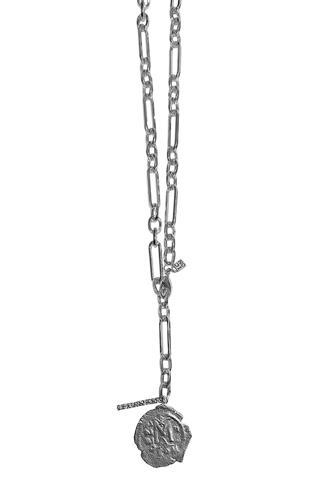 ICON Design Living Gliederkette Zoe Coin Münze Quaste Mix Versilbert 70 cm