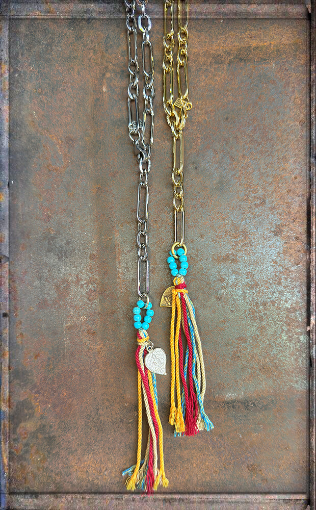 ICON Design Living Gliederkette Zoe Quaste Multicolor Versilbert Vergoldet 90 cm