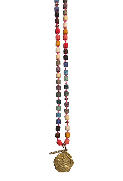 ICON Design Living Kette Kharma Lava Multicolor Coin Münz-Anhänger Vergoldet 90 cm