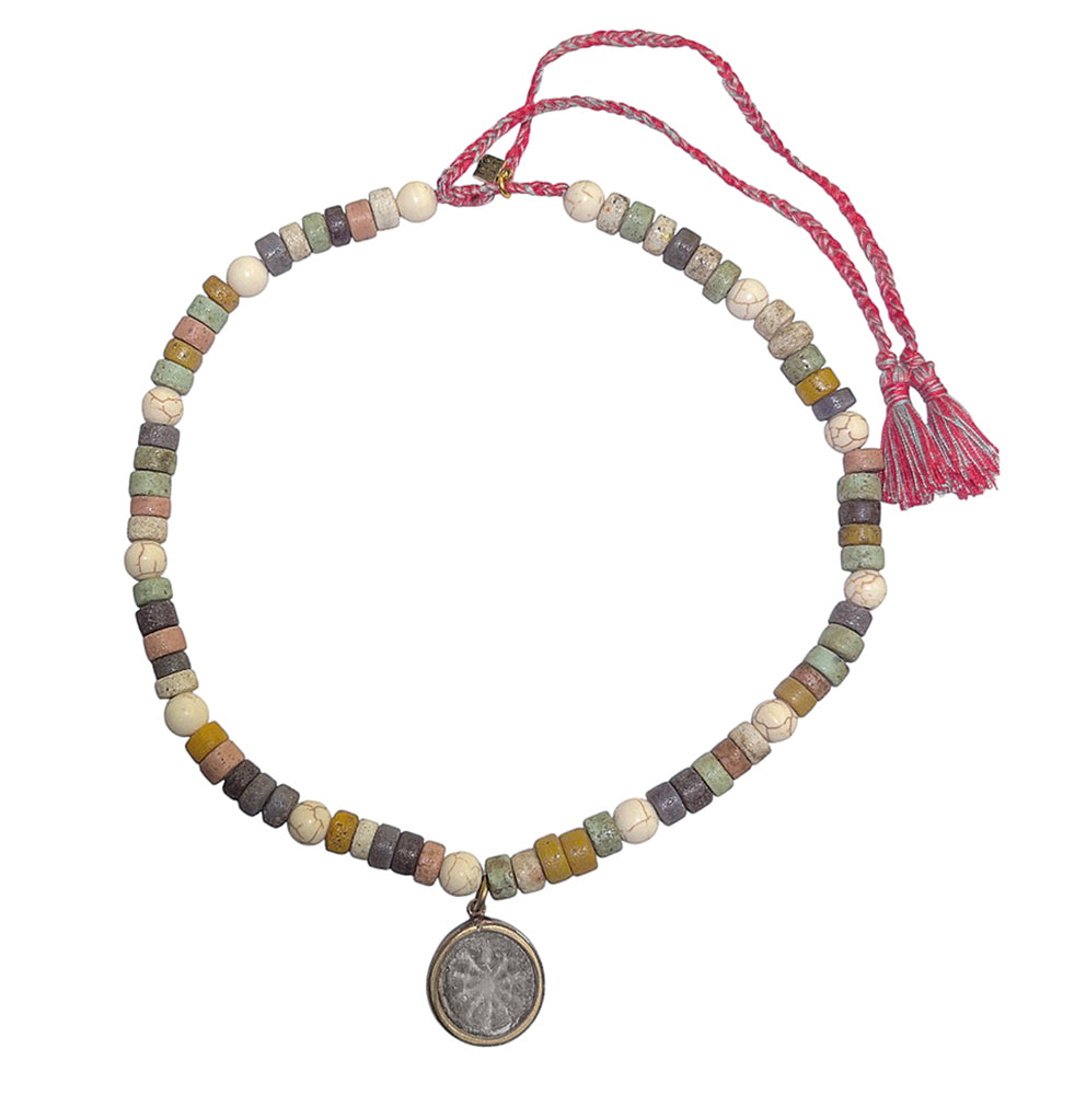 ICON Design Living Kette Quasten Pastell Mix Buddha-Amulett 65 cm Längenverstellbar