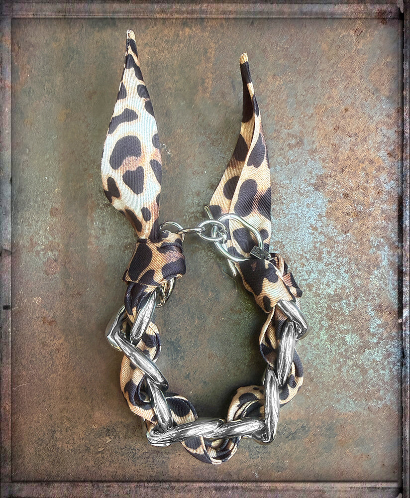 ICON Design Living Kettenarmband Thelma Silber Plattiert Tuchdetail Leoparden-Print
