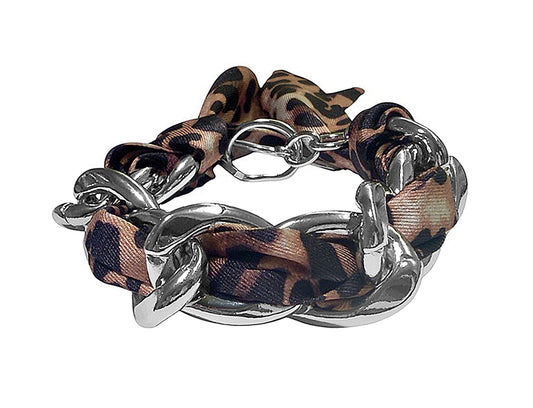 ICON Design Living Kettenarmband Thelma Versilbert Tuchdetail Leoparden-Print