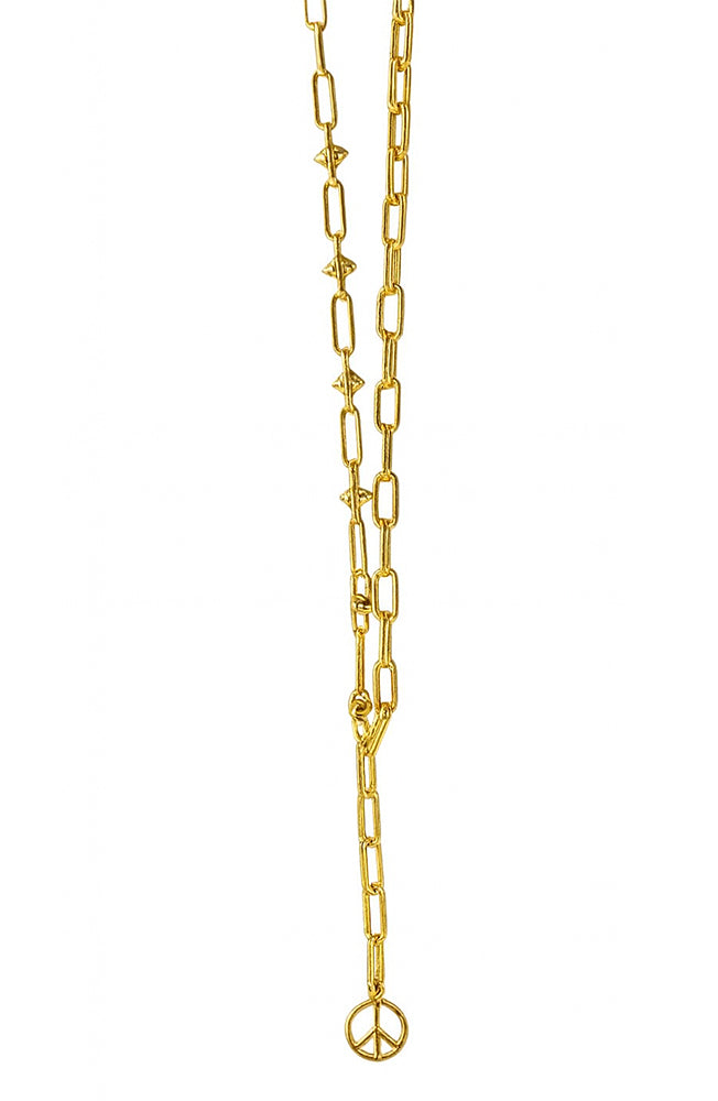 ICON Design Living Doppelkette Peace-Anhänger Y-Kette Lang Vergoldet