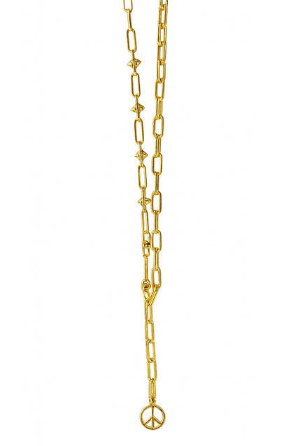 ICON Design Living Doppelkette Peace-Anhänger Y-Kette Lang Vergoldet
