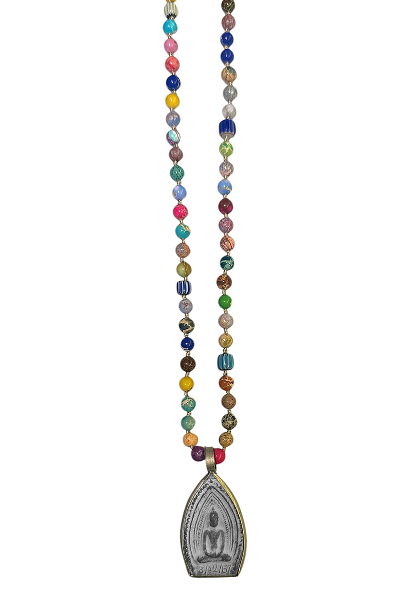 ICON Design Living Buddhakette Jaspis Multicolor 6 mm 90 cm Lang Geknotet