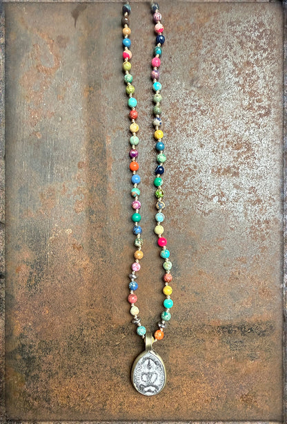 ICON Design Living Buddhakette Jaspis Multicolor 4 mm 90 cm Geknotet