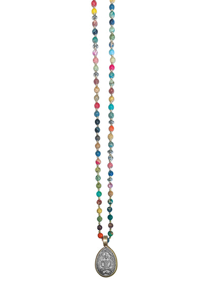 ICON Design Living Buddhakette Jaspis Multicolor 4 mm 90 cm Lang Geknotet