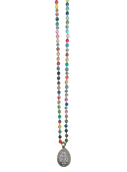 ICON Design Living Buddhakette Jaspis Multicolor 4 mm 90 cm Lang Geknotet
