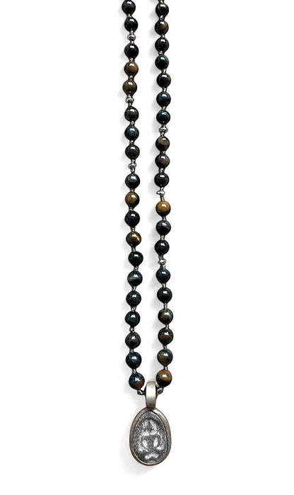 ICON Design Living Steinkette Tigerauge Geknotet 90 cm Lang Buddha-Amulett