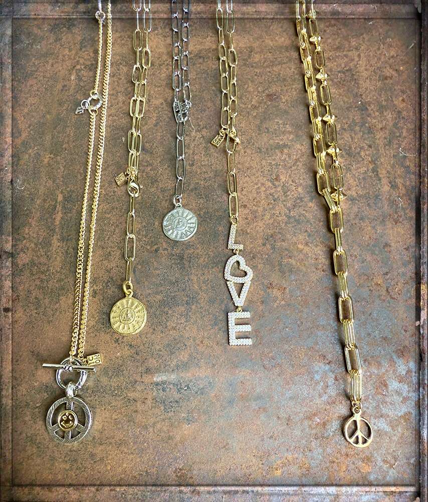 ICON Design Living Ketten Love Smiley Buddha Peace Vergoldet Versilbert