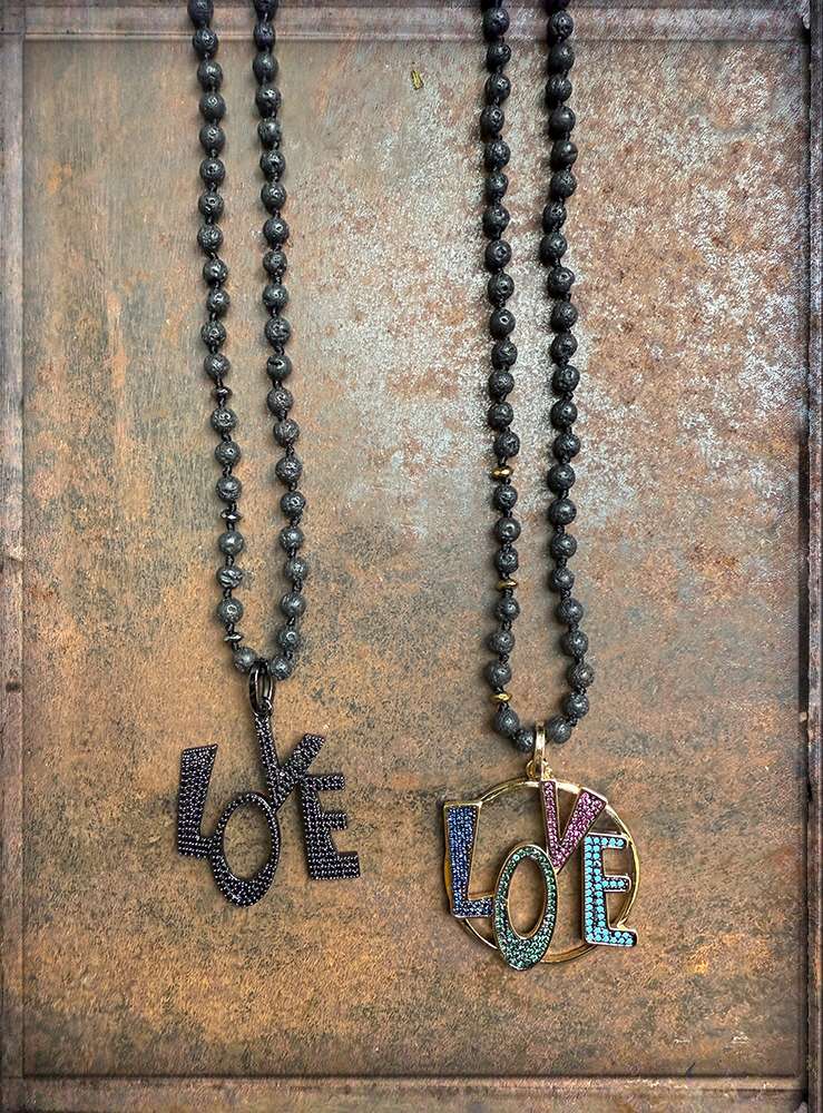 ICON Design Living Lavakette Love-Anhänger Pavé 90 cm Lang
