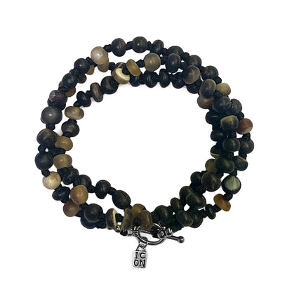 ICON Design Living Wickelarmband Horn-Perlen Geknotet Dreireihig