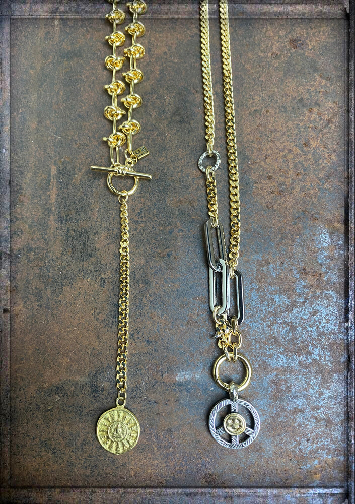 ICON Design Living Y-Kette Knoten-Design Buddha-Amulett Smiley-Kette Vergoldet Versilbert