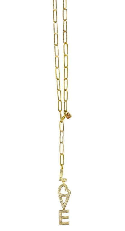ICON Design Living Y-Kette Gliederkette Lia Love-Anhänger Pavé Zirkonia Vergoldet